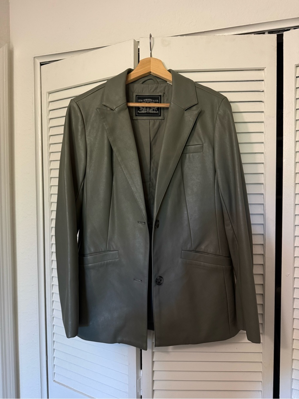 Levi's Sage Green Leather Blazer Jacket